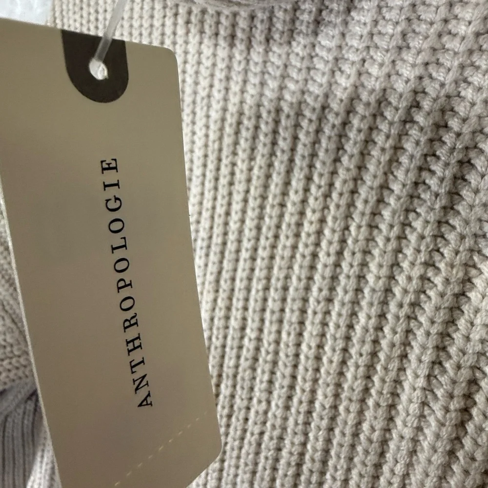 Anthropologie Moth Womens M Beige Ribbed Cable Knit Turtleneck Sweater‎